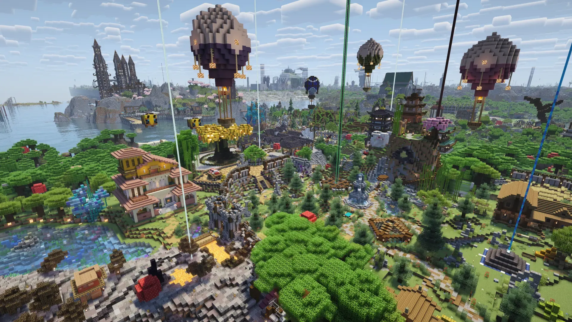 Scenic survival landscape on Vanilla Europa with distant player builds