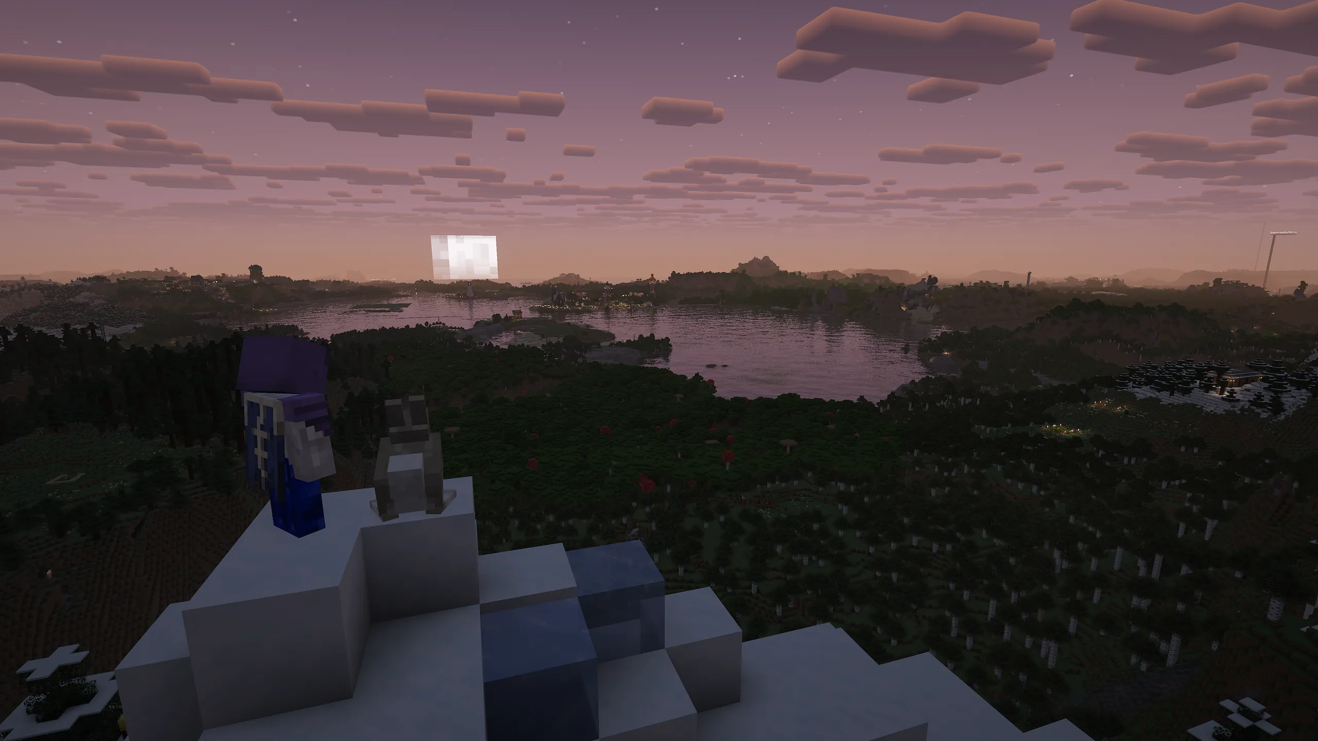 Night-time view of near undisturbed wilderness on Vanilla Europa with signs-of-life sprinkled about the horizon.