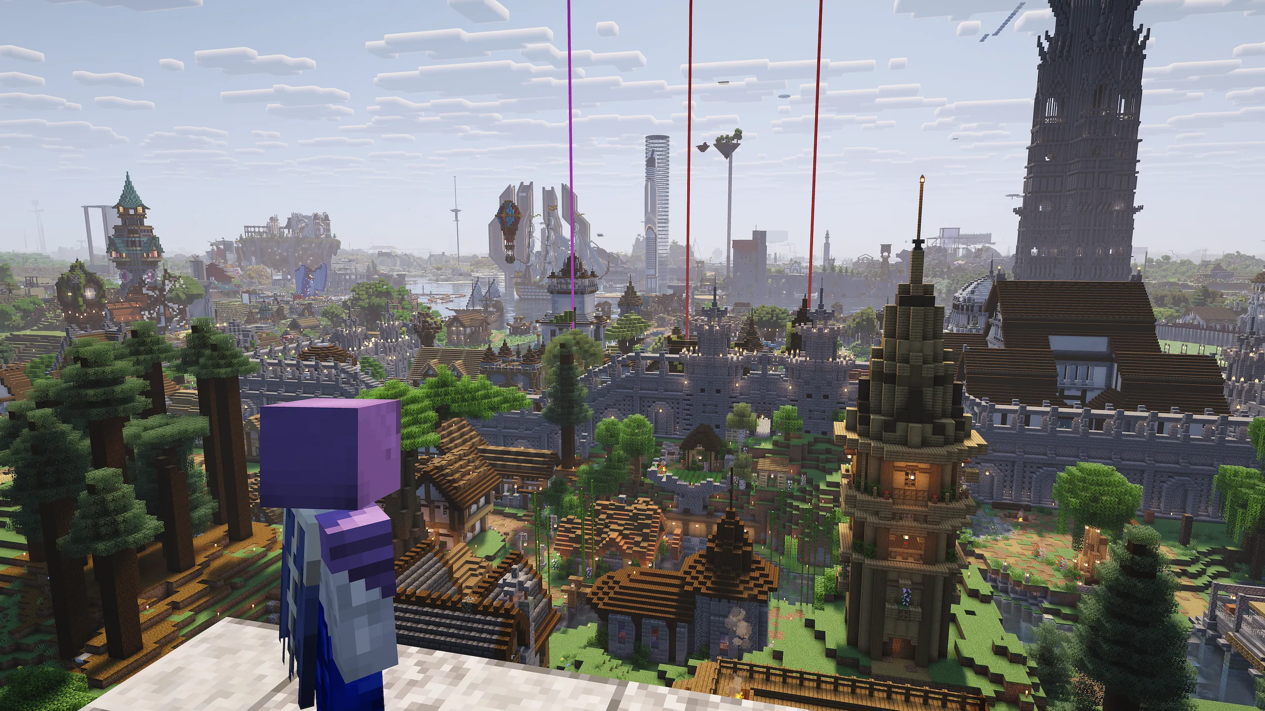 A horizon view across the Vanilla Europa spawn using 256 chunk render distance